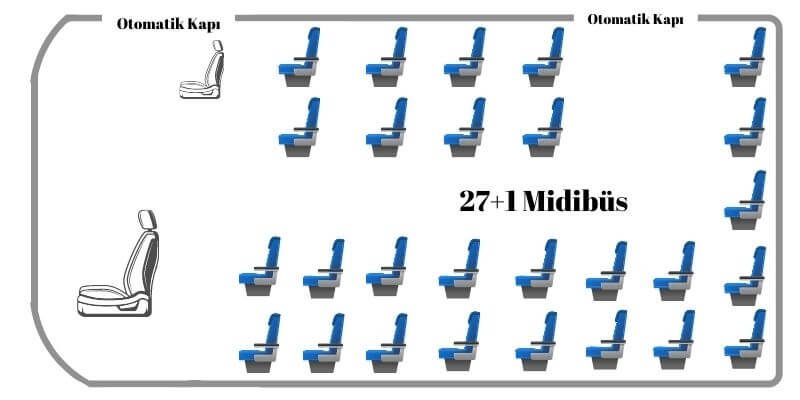 27 kişilik otobüs koltuk plani